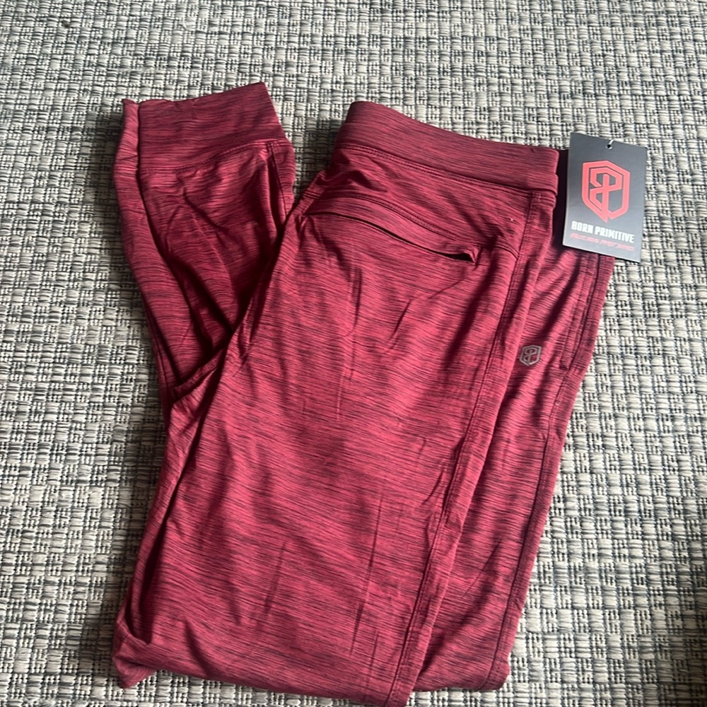 NWT Born Primitive Rest Day Athleisure Joggers Maroon Size Large